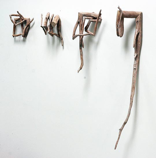 Susan Lyman, Roots Yoga, 2017,  pine root, white wash, acrylic varnish